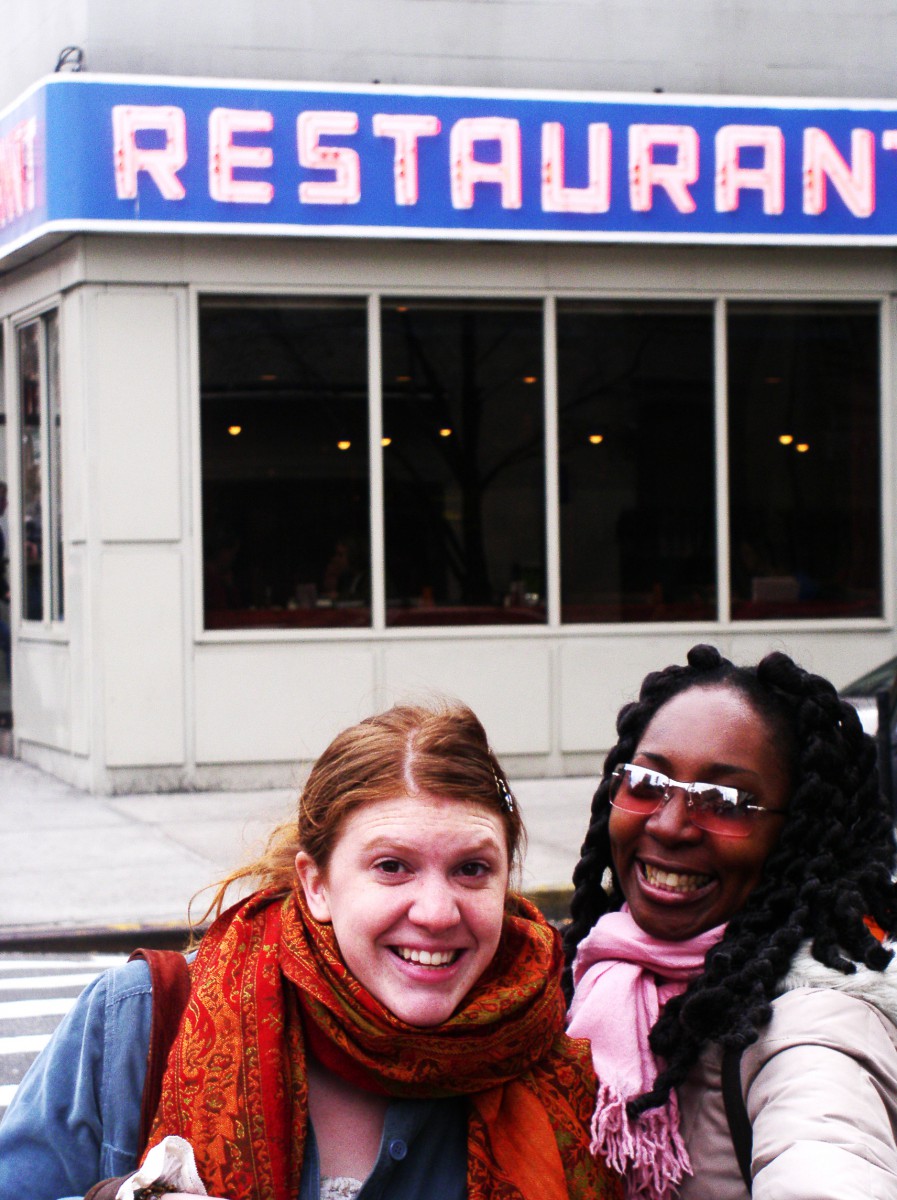 Virginia and Wendy in front of the Seinfeld Restaurant, New York, 2004